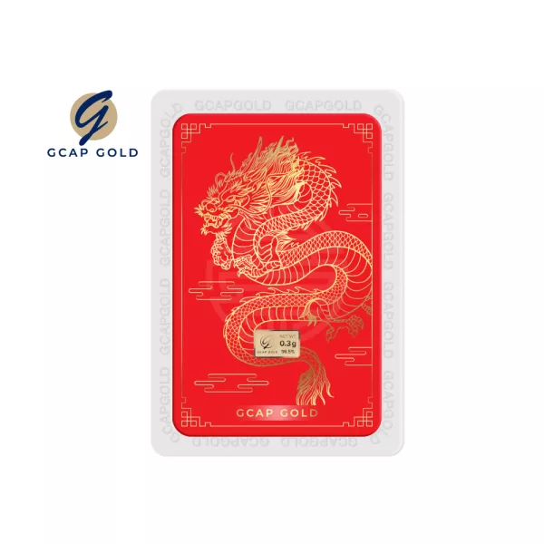 GCAP GOLD ทองคำแท่ง 0.3 กรัม ลาย จักรพรรดิมังกร ทองคำ 96.50% จัดส่งฟรี