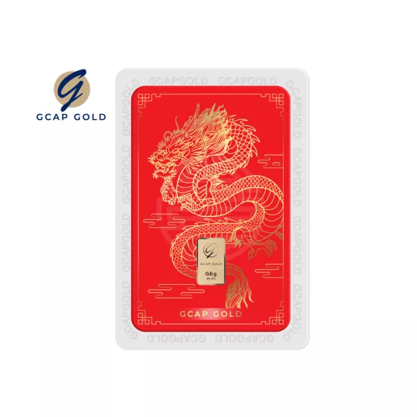 GCAP GOLD ทองคำแท่ง 0.6 กรัม ลาย จักรพรรดิมังกร ทองคำ 96.50% จัดส่งฟรี