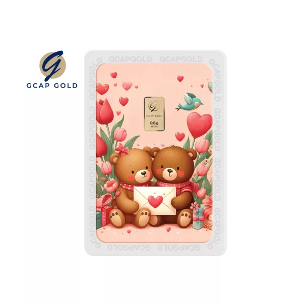 GCAP GOLD ทองคำแท่ง 0.6 กรัม ลาย Bears in Love ทองคำ 96.50% จัดส่งฟรี