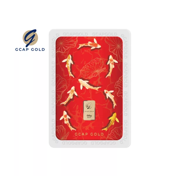 GCAP GOLD ทองคำแท่ง 0.6 กรัม ลาย ปลาคาร์ปมงคล ทองคำ 96.50% จัดส่งฟรี