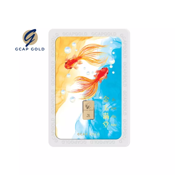 GCAP GOLD ทองคำแท่ง 1 กรัม ลาย ปลาทองเรียกทรัพย์ ทองคำ 96.50% จัดส่งฟรี